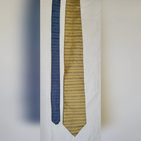 Tommy Hilfiger Preppy Blue Yellow 100% Silk Stripe‎ Vintage Career Tie Academia - Picture 3 of 5